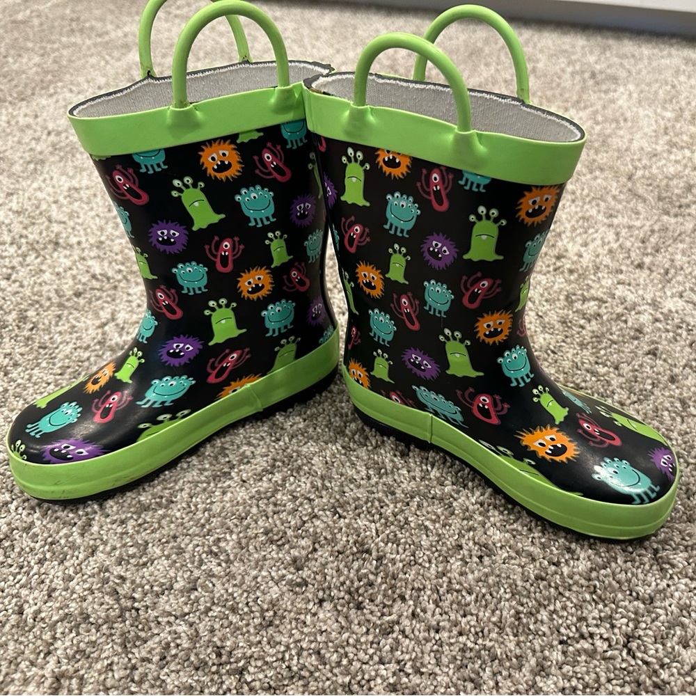 Norty Monster Print Kids Rain Boots-Size 9T